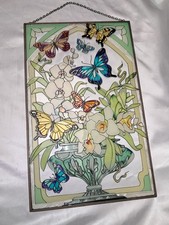 Painel de vitral de vidro temperado borboletas grandes 16 X 10 comprar usado  Enviando para Brazil