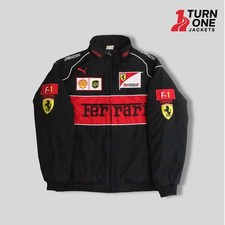 Chaqueta de carreras Ferrari F1 negra vintage: ropa de calle bordada para deportes de motor segunda mano Chaqueta de carreras Ferrari F1 negra vintage: ropa de calle bordada para deportes de motor segunda mano  Embacar hacia Mexico