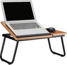 Stolik na laptopa Relaxdays składany odchylany 23,5 × 56,3 × 31,6 cm MDF naturalny na sprzedaż  PL