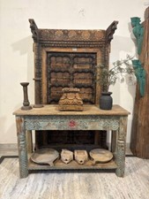 Banqueta de jardim antiga de madeira com base em coluna | Colonial francesa esculpida à mão comprar usado  Enviando para Brazil