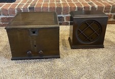 Receptor de bateria antigo Eveready modelo 21 tubo rádio e alto-falante modelo 3 comprar usado Receptor de bateria antigo Eveready modelo 21 tubo rádio e alto-falante modelo 3 comprar usado  Enviando para Brazil