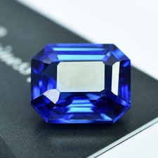 Zafiro Natural AZUL Impecable CERTIFICADO 8-10 Ct Corte Esmeralda Piedra Preciosa Suelta segunda mano  Embacar hacia Mexico