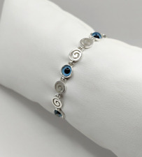 Pulseira de prata esterlina 925 em espiral grega antiga com olho mau comprar usado  Enviando para Brazil