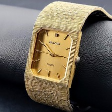 Vintage 1980 Bulova Relógio de Quartzo Unissex Masculino Tom Dourado | Diamante no Mostrador comprar usado  Enviando para Brazil