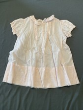 Vestido de bebê vintage rosa semi transparente importado bordado feito à mão manga curta 0-3 comprar usado  Enviando para Brazil