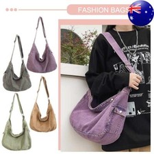 Women Casual Shoulder Bag Solid Color Pockets Canvas Bag Distressed for Shopping comprar usado  Enviando para Brazil