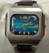 1980 Vintage Orient Relógio Automático 21 J Japão Mostrador Azul Masculino 38mm Quadrado comprar usado  Enviando para Brazil