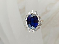 Anel de casamento oval 6,50 quilates safira natural e diamante acabamento em ouro amarelo 14k 7,5 comprar usado  Enviando para Brazil