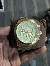 Relógio masculino Michael Kors Runway cronógrafo tom dourado aço mostrador champanhe MK8077 comprar usado  Enviando para Brazil
