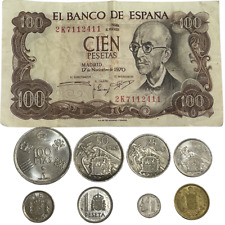 COLECCIÓN DE MONEDAS PESETA ESPAÑOLA - JUEGOS DE MONEDAS ESPAÑA CON BILLETES segunda mano  Embacar hacia Mexico