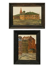 Duas pinturas arquitetônicas em miniatura de esmalte a bordo, assinadas, 1991 comprar usado  Enviando para Brazil