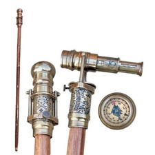 Bastón de madera náutico bastón catalejo telescopio antiguo en la brújula... comprar usado  Enviando para Brazil
