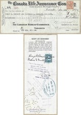 1925 Canada Life Assurance Company Cheque Canadian Bank of Commerce 6 centavos muito bom estado comprar usado  Enviando para Brazil