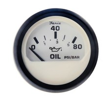 Usado, Manômetro de óleo Faria branco com estampa preta e moldura 2" 0-80 PSI GP9596E novo comprar usado  Enviando para Brazil