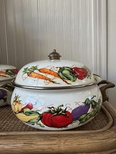 Caçarola de esmalte vintage Farmer’s Market coberta 1995 - Conjunto de 2 comprar usado  Enviando para Brazil