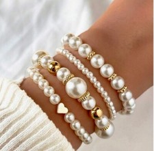 Zara nowa pozłacana bransoletka 18K 4 sztuki perłowe i złote koraliki wyprzedaż rozmiar 21 cm na sprzedaż  Wysyłka do Poland