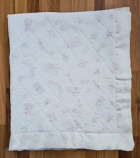Edredom acolchoado vintage bebê cobertor rosa coelho azul urso branco acabamento acetinado, usado comprar usado  Enviando para Brazil