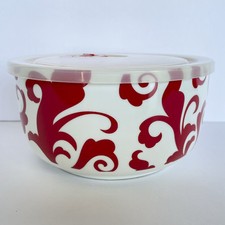 Tigela de porcelana Ciroa Fiori osso e tampa ventilada ~ Micro-ondas vermelho e branco 32 oz 6" comprar usado  Enviando para Brazil