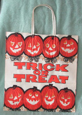 Antigo saco de doces de papel truque ou guloseima Halloween Jack-O-Lanterns grande com alça Duro comprar usado  Enviando para Brazil