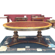 Mesa de jantar oval pedestal duplo com acabamento em nogueira - F67 comprar usado  Enviando para Brazil