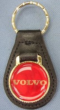 Chaveiro Volvo retrô vermelho VOLVO grande emblema couro preto tom dourado chaveiro  comprar usado  Enviando para Brazil