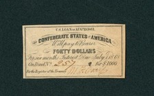 1861 loan confederate for sale  Warrenton