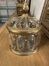 Jarro boticário vintage de latão e vidro bolha soprado à mão cúpula com tampa comprar usado  Enviando para Brazil