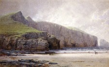 Oil Fisherman-on-the-Shore-Trebarwith-Strand-Cornwall-William-Trost-Richards-art comprar usado  Enviando para Brazil