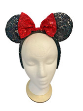 Tiara de lantejoulas Minnie Mouse parques da Disney World lembrança presente orelhas pretas arco vermelho comprar usado  Enviando para Brazil