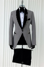 Blazer masculino Houndstooth xale de tweed lapela festa formatura noivo smoking terno de casamento comprar usado  Enviando para Brazil