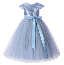 Usado, Vestido formal de concurso vestido de aniversário lantejoulas flor menina mangas boné comprar usado  Enviando para Brazil