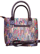 Bolsa tote boho arco-íris e pulseira – lona multicolorida com acabamento em couro sintético comprar usado  Enviando para Brazil