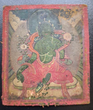 19º Mongol Pequeno Thankga/ Tsakli Tara Verde pintura fina em pano/cartão comprar usado  Enviando para Brazil