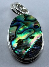 Pingente de concha Abalone feito à mão prata esterlina colar oval boho joias oceânicas, usado comprar usado  Enviando para Brazil