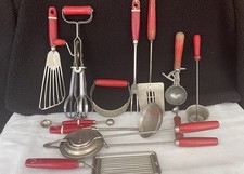 Lote de 12 piezas de utensilios de cocina vintage surtidos con mango rojo segunda mano  Embacar hacia Mexico