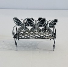 Casa de bonecas ou móveis de jardim de fadas banco borboleta de metal prata comprar usado  Enviando para Brazil
