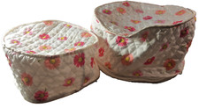 2 sacos de armazenamento finos acolchoados porcelana pano 11" e 9,5" armazenamento de louça rosa amarelo fluxo comprar usado  Enviando para Brazil