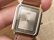Vintage 1980 SEIKO Dolce 9520-5140 Relógio Masculino Quartzo Ouro Prata Tanque 25mm comprar usado  Enviando para Brazil