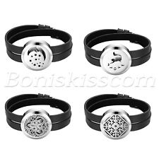 Pulsera de cuero difusor de aceites esenciales de aromaterapia de acero inoxidable y 6 almohadillas segunda mano  Embacar hacia Mexico
