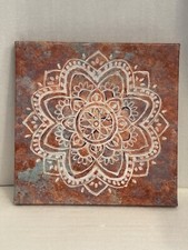 Mandala emoldurada em tela arte de parede impressão tons de cobre flor branca 12"x12" comprar usado  Enviando para Brazil