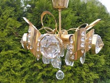 Candelabro de latão dourado e cristal facetado Ernest Palme para Palwa, Áustria, comprar usado  Enviando para Brazil