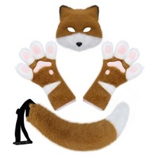 Máscara de raposa de pelúcia, conjunto de luvas de máscara de raposa de Halloween cauda animal acessórios de cosplay comprar usado  Enviando para Brazil