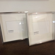 2 marcos de fotos de caja y barril marco de tono plateado cepillado con bisagras de fotos de 5"x7" segunda mano  Embacar hacia Mexico