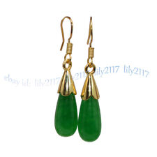 8x20mm Natural Verde Jade Drop Dangle ouro banhado gancho brincos mulheres joias comprar usado  Enviando para Brazil