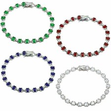 Plata de Ley Tenis Pulsera Con / Coloreadas Circonita Cúbica Piedras comprar usado  Enviando para Brazil