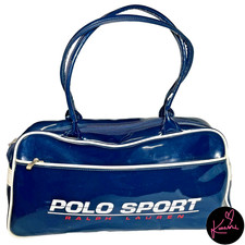 Vintage Polo Sport Ralph Lauren Duffle/Saco de Noite PVC Azul Marinho 39x20x12cm comprar usado  Enviando para Brazil