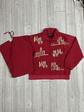 Antigo Conjunto de Terno de Pista Feminino Mureli 2 peças Tamanho Pequeno Vermelho Zíper Completo Bordado NYC  comprar usado  Enviando para Brazil