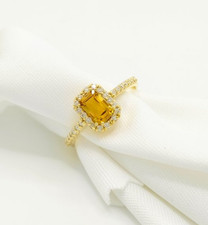 Italian 14K Gold Ring With Sapphire And Natural Diamonds, używany na sprzedaż  PL