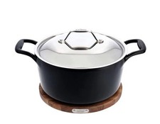 Forno holandês esmaltado de ferro fundido revestido com rebite de madeira de acácia 6 qt. comprar usado  Enviando para Brazil
