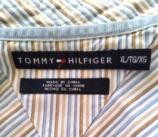 Blusa feminina Tommy Hilfiger tamanho XL ajustada azul bronzeado listras brancas botão frontal comprar usado  Enviando para Brazil